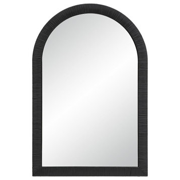 Prilly 36" Tall Arch Rectangular Mirror, Black