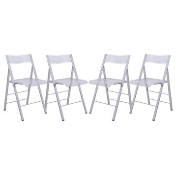 Leisuremod Menno Modern Acrylic Folding Chair, Set Of 4 Mf15Cl4