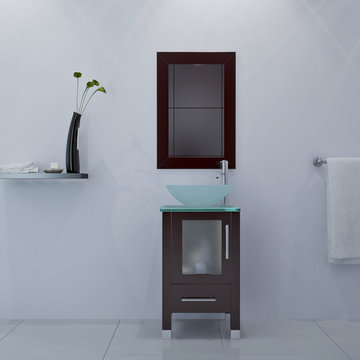 17.75" Soft Focus Single Vessel Sink Vanity - Glass