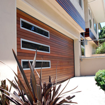 San Francisco, CA Custom-Made Ipe Garage Door in a Modern Architectural Design