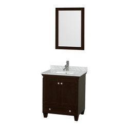 30 inch Espresso Bathroom Vanity White Marble Top - Bathroom Vanities And Sink Consoles