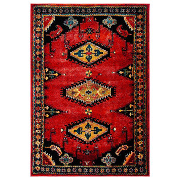 Safavieh Vintage Hamadan Vth251Q Traditional Rug, Red and Black, 5'3"x7'6"
