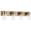 Intersection 4-Light Vanity, Burnished Brass With Clear Glass