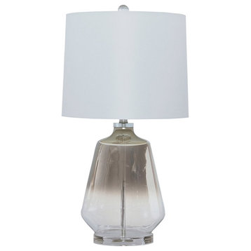 Bowery Hill Modern / Contemporary Glass Table Lamp in Silver Finish