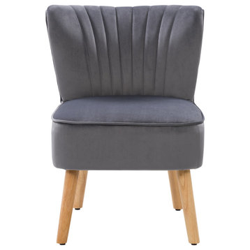 CorLiving Lynwood Gray Velvet Accent Chair