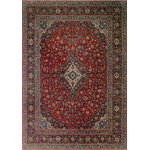 Noori Rug - Vintage Distressed Harlee Red Rug 9'9"x13'1" - Add beautiful traditional style to your home with this rug. An oriental pattern coordinates with almost any home decor while a soft and durable wool construction makes this hand-knotted rug a comfortable and stylish complement to any room To extend the life of this rug, we recommend to always use a rug pad. Professional cleaning only