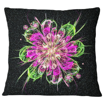 Perfect Fractal Flower in Purple and Green Floral Throw Pillow, 16"x16"