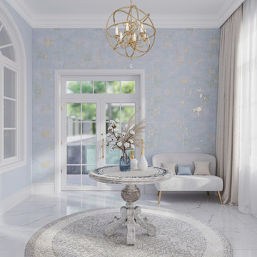 Gilded Age Blue Patterned Porcelain Tile 24x24