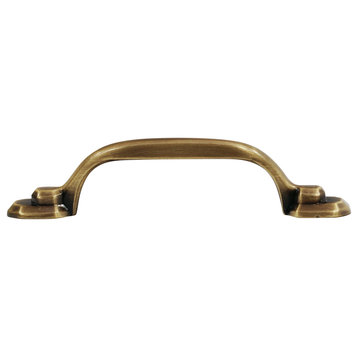 10 Pack Hexa Style 3" Centers Traditional Antique Brass Cabinet Pull/Handle