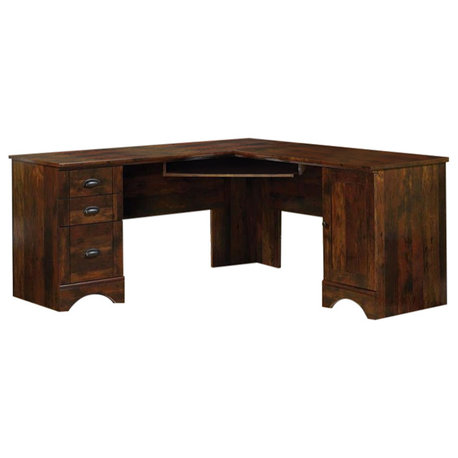 Sauder Harbor View Engineered Wood L-Desk in Curado Cherry