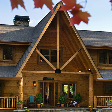Entry Porch with Beautiful Stone Stairway in the Fall