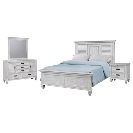Coaster Franco 4-piece Queen Panel Wood Bedroom Set in Antique White