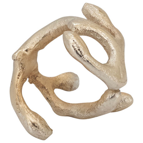 Twigs Design Napkin Rings (Set of 4), Gold