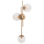 LNC - LNC 3-Light Up/Down Modern Matte Gold Globe Clear Glass Wall Sconces - At LNC, we always believe that Classic is the Timeless Fashion, Liveable is the essential lifestyle, and Natural is the eternal beauty. Every product is an artwork of LNC, we strive to combine timeless design aesthetics with quality, and each piece can be a lasting appeal.