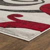 Red Grey Swirls Hand-Carved Soft Living Room Modern Contemporary Area Rug, 5' X