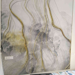 3D Look Grey & Gold Marble Customised Wallpaper - Wallpaper
