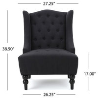 GDF Studio Adriana Tall Wingback Tufted Fabric Club Chair, Dark Charcoal