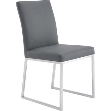 Trevor Dining Chair (Set of 2) - Brushed Stainless Steel Gray