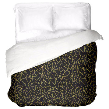 Black Gold Abstract Duvet Cover, King