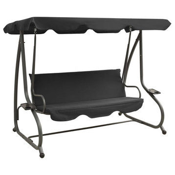 vidaXL Swing Bench Outdoor Swing Chair with Adjustable Canopy Anthracite Steel