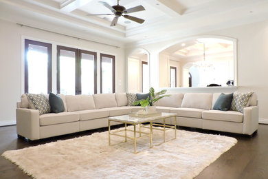 Large trendy formal and open concept living room photo in Houston