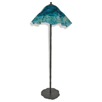 Wrought Iron Preston Floor Lamp With Glass Shade