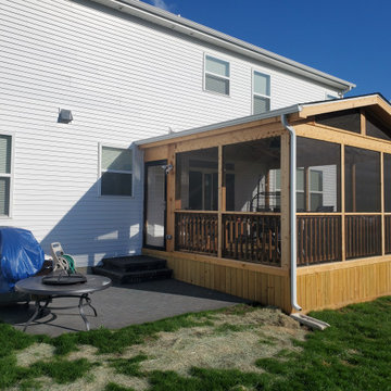 Screen Porch with Cathedral Ceiling & Gable Roof with Patio in South Elgin, IL