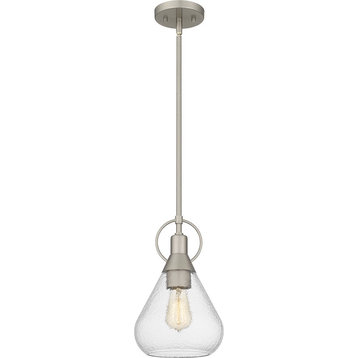 Quoizel Singh 1 Light Mini Pendant, Brushed Nickel/Clear Water Glass - QPP6187BN