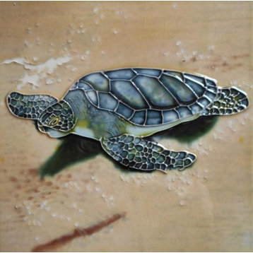 Baby Sea Turtle Crawling to Ocean 6X6 Inches Ceramic Tile