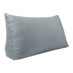 WOWMAX - Bed Rest Reading Wedge Headboard Pillow Sofa Back Support Bolster Linen Grey, 39x20x8 - Bed Pillows