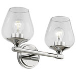 Livex Lighting - Willow 2 Light Polished Chrome Vanity Sconce - This two light vanity sconce from the willow collection has understated elegance. It features minimal details, clear curved glass with a polished chrome finish and can fit into any decor.