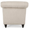 Meigs Varnell Contemporary Button Tufted Chaise Lounge, Beige + Walnut