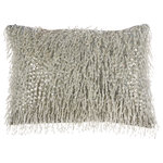 Mina Victory - Mina Victory Luminescence Beaded Tassels 10" X 14" Silver Indoor Throw Pillow - Jewelry for your rooms, this elegantly handcrafted rhinestone, bead and embroidered collection adds a touch of sparkle to your day.