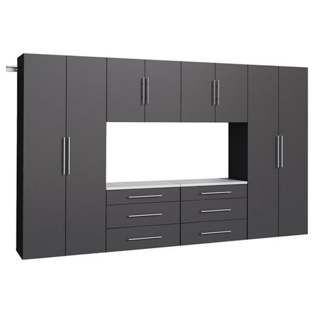 Prepac Transitional 6 Piece Engineered Wood Garage Storage Cabinet Set in Black