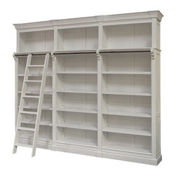 Flemington bookcase with ladder - white 3 bay - Products