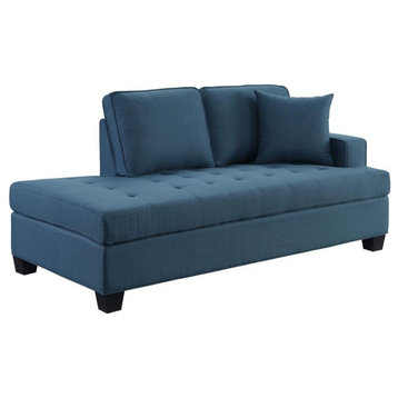 Lexicon Elmont 75.5" Transitional Textured Fabric Chaise with 1 Pillow in Blue