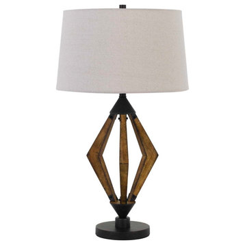 Black/Wood Metal/Pine Wood Valence, Table Lamp