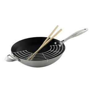 Scanpan Professional 12 75 Wok With Rack a nd Chopsticks 