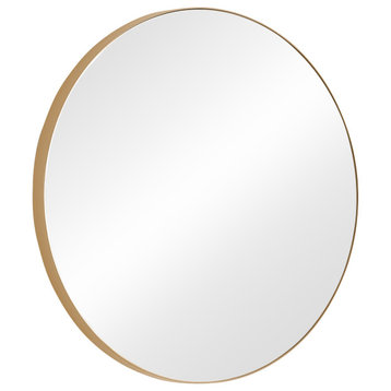 Decorative Flat Round Mirror, Gold, 24