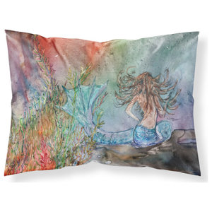 Multicolor Caroline's Treasures 8973PILLOWCASE Brunette Mermaid Coral Fantasy Fabric Standard Pillowcase Standard 