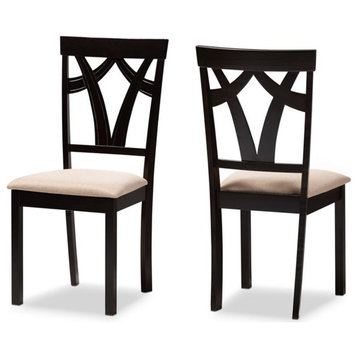 Bowery Hill 18.11" Modern Fabric Dining Side Chair in Brown/Mahogany (Set of 2)