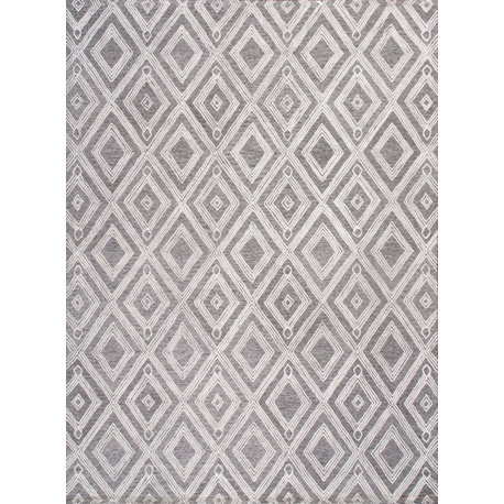 Modern Hand-Tufted Wool Area Rug, Silver, 5'x8'