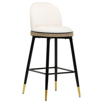 Harley Cream Velvet Bar Stool