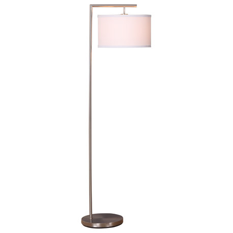 Brightech Montage Modern - Floor Lamp for Living Room Lighting, Satin Nickel