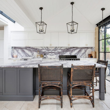 Traditional Kitchen with New York Marble