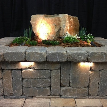 DRILLED LIMESTONE CUBE WATER FEATURE