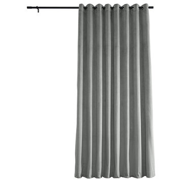 Signature Extra Wide Grommet Blackout Velvet Curtain, Silver Gray, 100"x108"