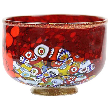 GlassOfVenice Murano Glass Millefiori Bowl - Red