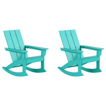 Parkdale Outdoor HDPE Plastic Adirondack Rocking Chair Turquoise (Set of 2)