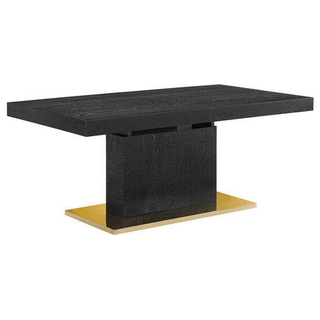 Evens 71"-94" Extendable Dining Table With Gold Base, Black